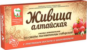 Смолка жевательная Живица Алтайская с пчелиным воском и шиповником Алтайский Нектар 4шт