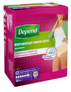 Трусы для взрослых Depend женские норм M/L 10шт