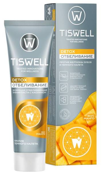 Зубная паста Tiswell отбеливающая энзимная со вкусом манго Detox Отбеливание 110г фотография