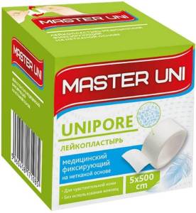 Лейкопластырь фиксирующий Master Uni Unipore 5*500 нетканая основа