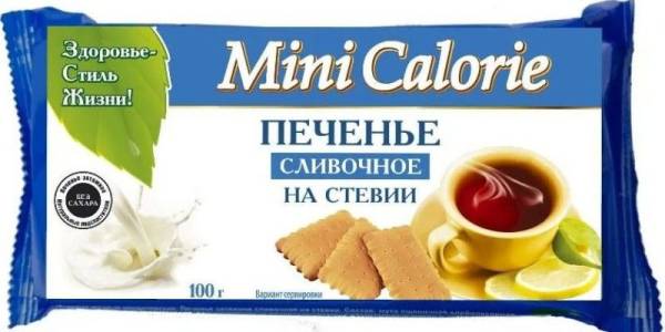 Печенье сливочное на стевии Mini Calorie 100г фотография